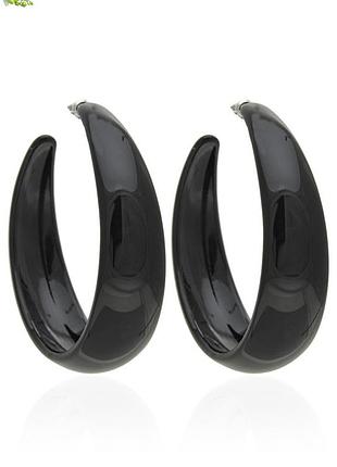 Сережки кільця акрилові чорні 6 cm