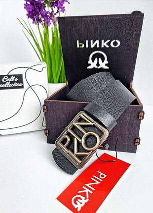 Женский кожаный брендовый ремень 4 см pinko пинко, ремни с логотипом, брендовые ремни, ремень бронза