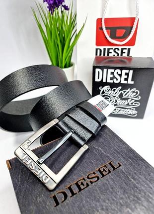 Шкіряний ремінь diesel дизель 4 см, ремені з логотипом, брендові ремені, ремінь чоловічий срібло 2
