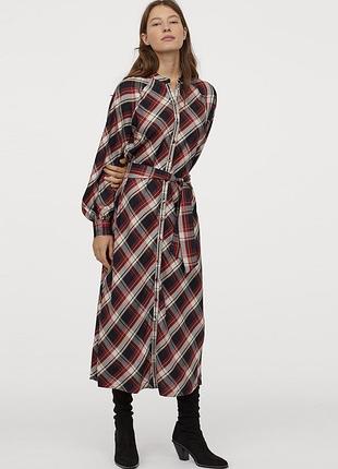 H&m длинное вискозное платье в клетку