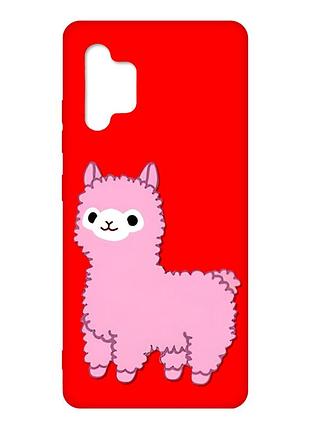 Матовый чехол с красными боками на samsung galaxy a32 :: лама розовая (принт 100)