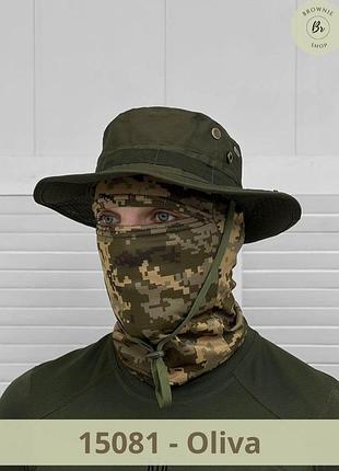 Панама тактическая хлопок sender на шнурке с регулировкой военная панама камуфляж шляпы армейские(арт15025-81) oliva