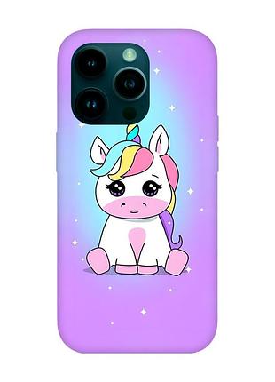 Матовий чохол з бірюзовими боками на apple iphone 14 pro :: єдиноріг (принт 103)