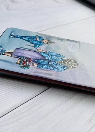 Чехол-книжка с рисунком для xiaomi redmi note 7/ redmi note 7 pro бордовый :: мама и дочь (принт 56) 4