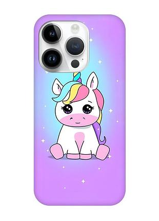 Матовий чохол з чорними боками на apple iphone 14 pro :: єдиноріг (принт 103)
