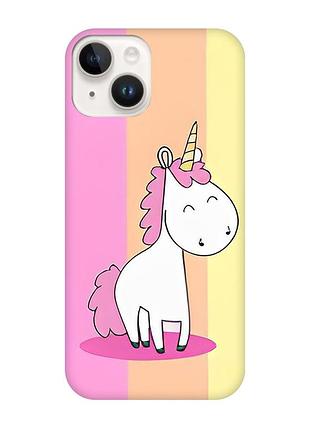 Матовый чехол с черными боками на apple iphone 14 :: единорог (принт 104)