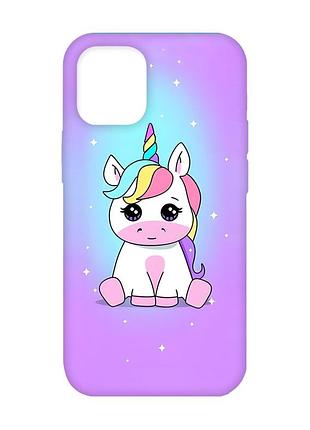 Матовый чехол с бирюзовыми боками на iphone 12/12 pro (6.1) :: единорог (принт 103)