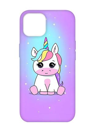 Матовий чохол з рожевими боками на apple iphone 14 :: єдиноріг (принт 103)