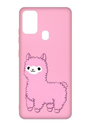 Матовый чехол с розовыми боками на samsung galaxy m30s/m21 :: лама розовая (принт 100)