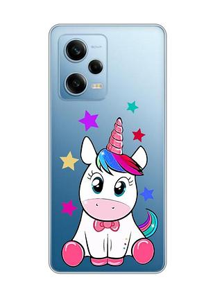 Прозрачный чехол на xiaomi redmi note 12 5g :: единорог (принт 102)
