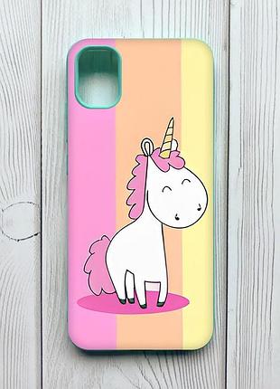 Матовий чохол з бірюзовими боками на samsung galaxy a04e/a042 :: єдиноріг (принт 104)