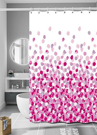 Шторка для ванни з поліестеру водонепроникна bathlux 180x180 см з кільцями, фіранка для ванної кімнати