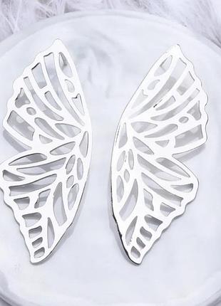 Сережки крила метелики сріблястий