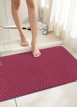 Коврик для ванной комнаты и душа bathlux мягкий плотный ворс, нескользящий, влаговпитывающий бордовый