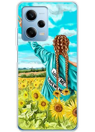 Чехол силиконовый с картинкой на xiaomi redmi note 12 pro 5g (патриотический, девушка украинка)