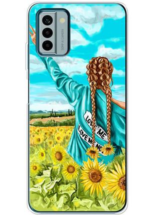 Чехол силиконовый с картинкой на nokia g22 (патриотический, девушка украинка)