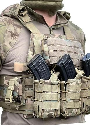 Тактическая плитоноска разгрузка asdag / военный разгрузочный жилет с системой molle/ пиксель