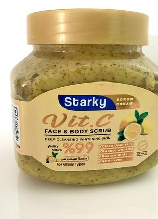 Starky. крем-скраб для обличчя та тіла з вітаміном с. 300мл. vit. c face and body scrub cream