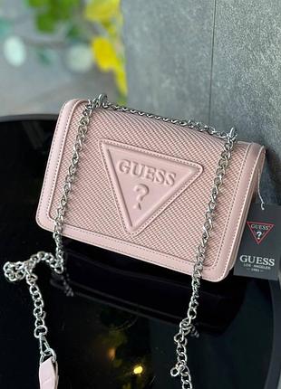 Женская сумка guess, брендовая сумка гесс, сумка через плечо, кросс боди, crossbody розовый