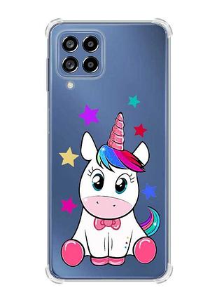 Чехол с утолщёнными углами на samsung galaxy m53 (m536) 5g :: единорог (принт 102)