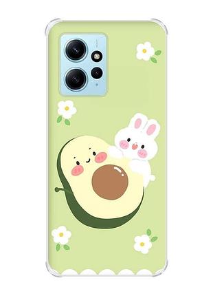 Чехол с утолщенными углами на xiaomi redmi note 12 4g :: авокадо и зайчонок (принт 311)