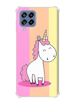 Чехол с утолщёнными углами на samsung galaxy m53 (m536) 5g :: единорог (принт 104)