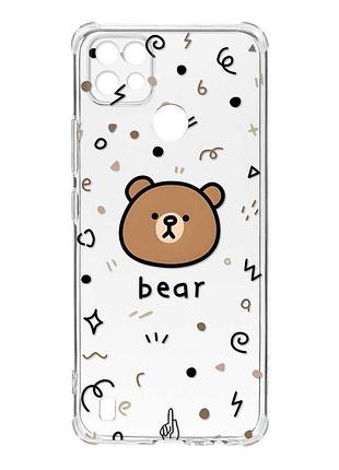 Чехол с утолщёнными углами на realme c21 :: мишка (принт 76)