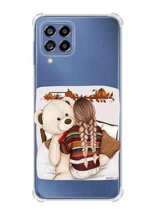 Чехол с утолщёнными углами на samsung galaxy m53 (m536) 5g :: девочка с мишкой (принт 117)