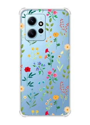 Чехол с утолщенными углами на xiaomi redmi note 12 4g :: цветочный фон (принт 269)