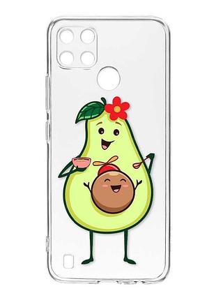 Прозрачный чехол на realme c21y :: малыш авокадо (принт 309)