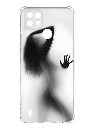 Чохол з потовщеними кутами на realme c21 :: силует дівчини (принт 66)