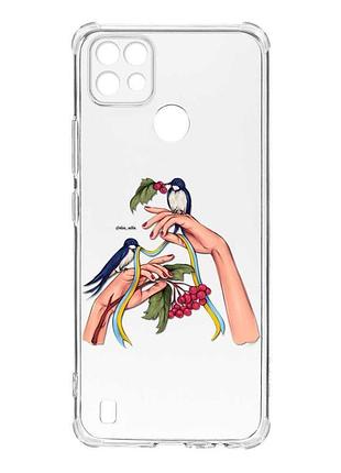 Чехол с утолщёнными углами на realme c21 :: ласточки (патриотический принт 15)