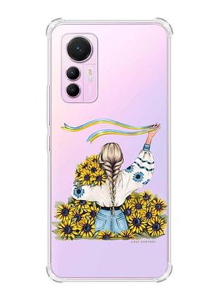 Чохол з потовщеними кутами на xiaomi 12 lite :: дівчина зі стрічкою (принт 25)