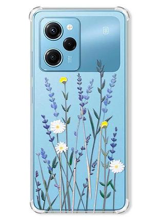 Чохол з потовщеними кутами на xiaomi redmi note 12 pro speed 5g :: польові квіти (принт 270)