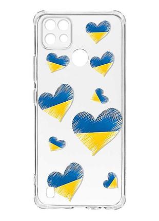 Чохол з потовщеними кутами на realme c21 :: сердечка. україна (принт 258)