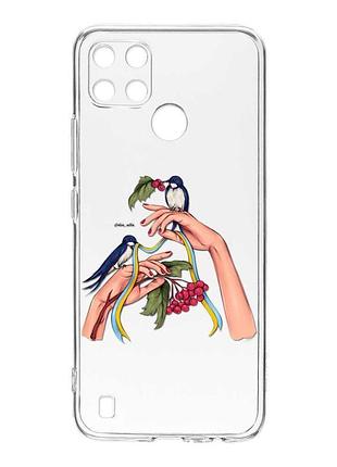 Прозрачный чехол на realme c21y :: ласточки (патриотический принт 15)