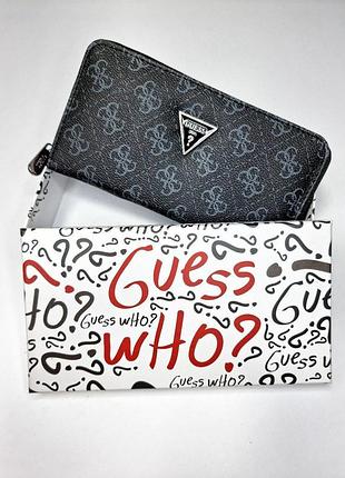 Женский кошелек guess, кошелек гесс в расцветках, кошелек на змейке, брендовый кошелек, модный кошелек черный