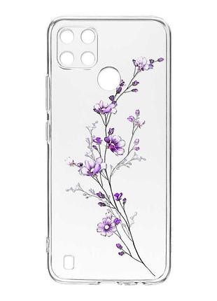 Прозрачный чехол на realme c21y :: веточка цветов (принт 278)