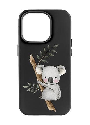 Матовый чехол с черными боками на apple iphone 14 pro max :: коала (принт 132)
