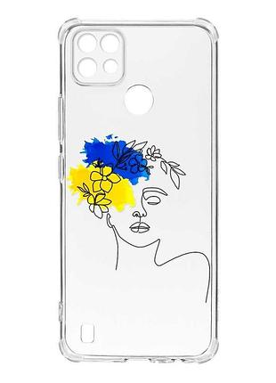 Чехол с утолщёнными углами на realme c21 :: украинка арт (принт 3)