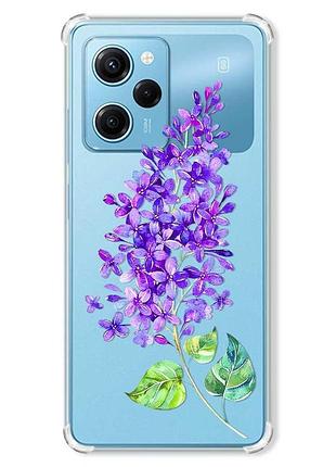 Чохол з потовщеними кутами на xiaomi redmi note 12 pro speed 5g :: гілочка бузку (принт 280)