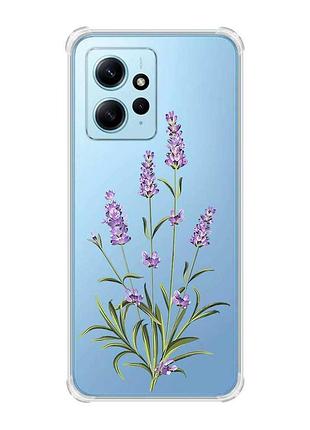 Чехол с утолщенными углами на xiaomi redmi note 12 4g :: веточки лаванды (принт 266)