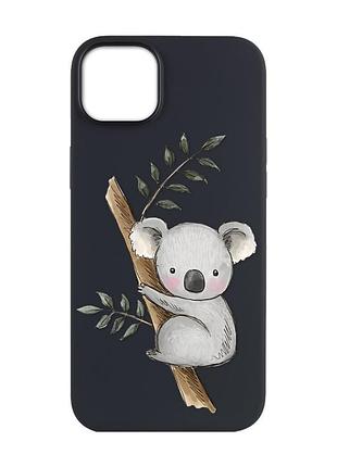 Матовый чехол с черными боками на apple iphone 14 plus :: коала (принт 132)