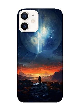 Чехол с черными боками на apple iphone 12 / 12 pro (6.1) :: космос (принт 247)