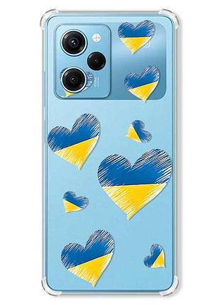 Чехол с утолщенными углами на xiaomi redmi note 12 pro speed 5g :: сердечка. украина (принт 258)