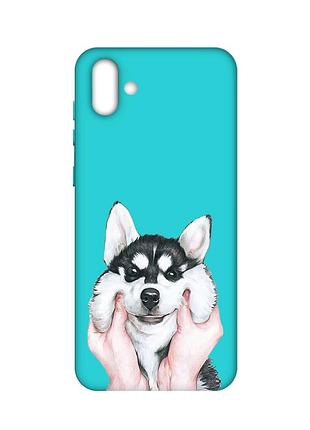 Матовый чехол с бирюзовыми боками на samsung galaxy a04 :: мордочка (принт 121)