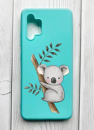 Матовый чехол с бирюзовыми боками на samsung galaxy a32 коала (принт 132)