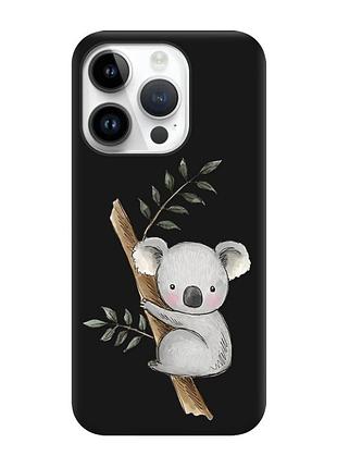 Матовий чохол з чорними боками на apple iphone 14 pro :: коала (принт 132)