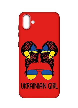 Матовий чохол з червоними боками на samsung galaxy a04 :: українська дівчина (принт 113)