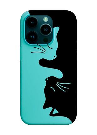 Матовый чехол с бирюзовыми боками на apple iphone 14 pro :: кошечки (принт 118)